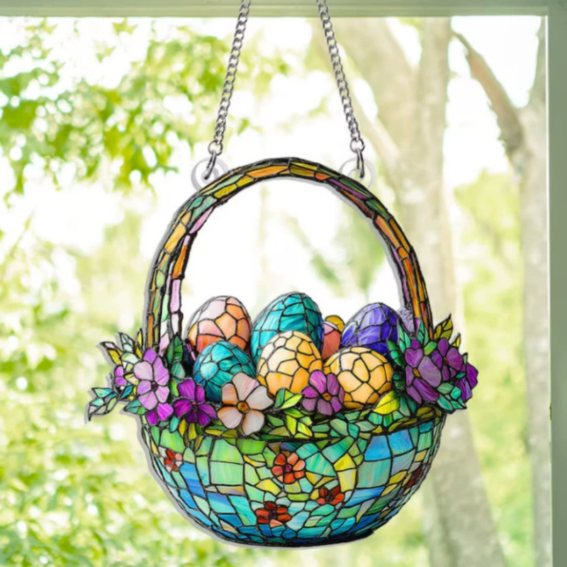 Akrilinės Velykinės kabinamos dekoracijos – kiaušinis ir kiškis, lango dekoracija, sieninis pakabukas, spauda