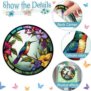 Αυτοκόλλητο παραθύρου από PVC, ηλεκτροστατική πρόσφυση, στυλ λουλουδιών, μοτίβο τοπίου, 1 τεμάχιο