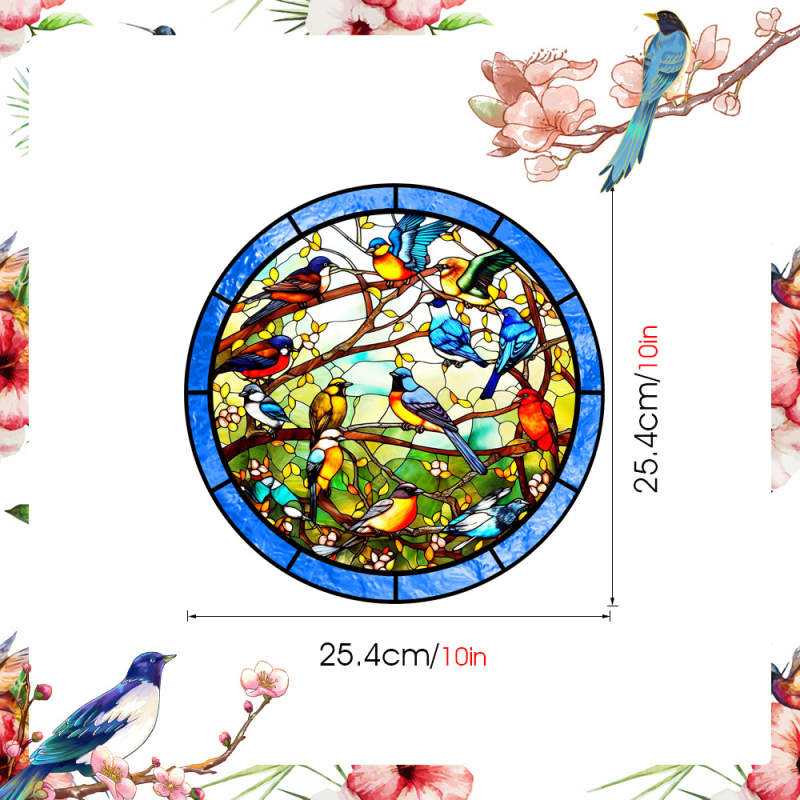 Αυτοκόλλητο παραθύρου από PVC, ηλεκτροστατική πρόσφυση, στυλ λουλουδιών, μοτίβο τοπίου, 1 τεμάχιο