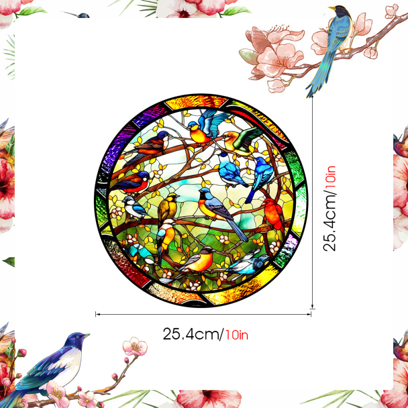 Αυτοκόλλητο παραθύρου από PVC, ηλεκτροστατική πρόσφυση, στυλ λουλουδιών, μοτίβο τοπίου, 1 τεμάχιο