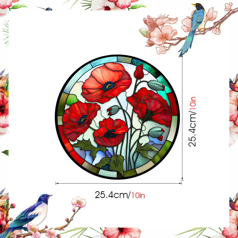 Αυτοκόλλητο παραθύρου από PVC, ηλεκτροστατική πρόσφυση, στυλ λουλουδιών, μοτίβο τοπίου, 1 τεμάχιο