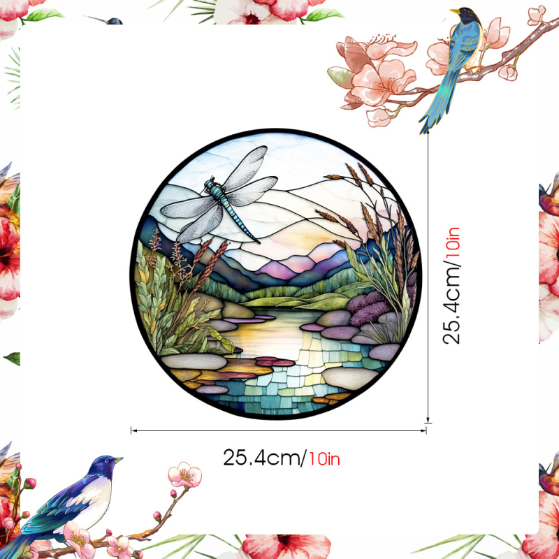 Αυτοκόλλητο παραθύρου από PVC, ηλεκτροστατική πρόσφυση, στυλ λουλουδιών, μοτίβο τοπίου, 1 τεμάχιο