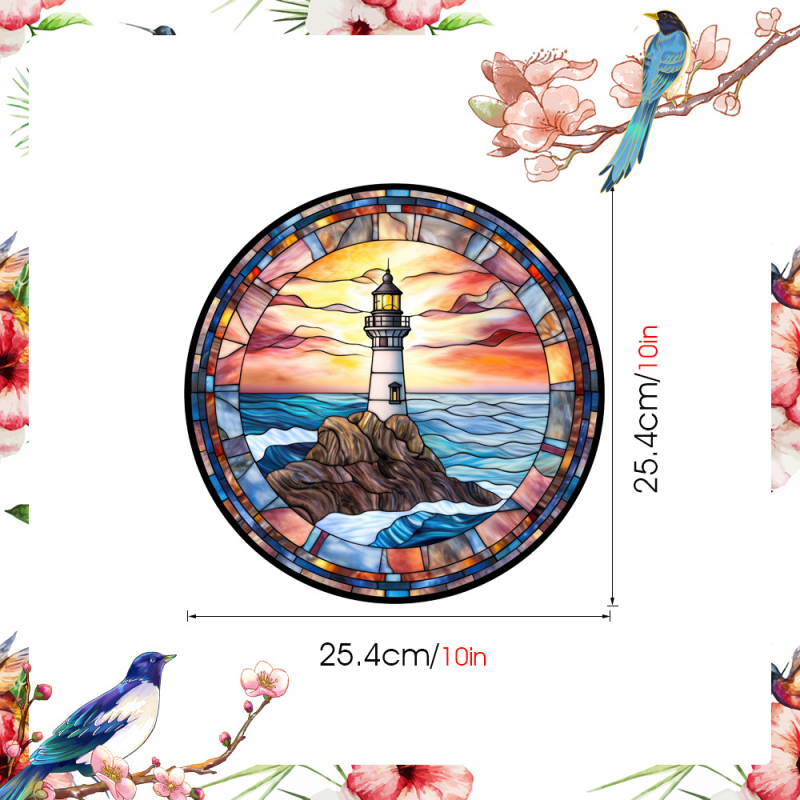 Αυτοκόλλητο παραθύρου από PVC, ηλεκτροστατική πρόσφυση, στυλ λουλουδιών, μοτίβο τοπίου, 1 τεμάχιο