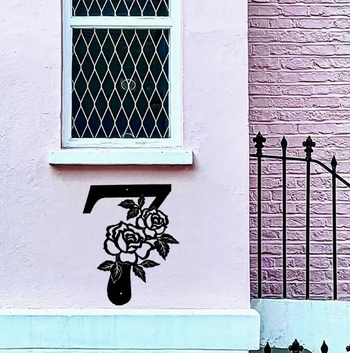 Μεταλλική πινακίδα τοίχου με σχήμα λουλουδιού για αριθμό κατοικίας, εξωτερική χρήση, 1 τεμάχιο