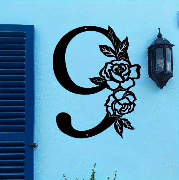 Placă metalică decorativă pentru numărul casei, în formă de floare, pentru exterior, 1 buc
