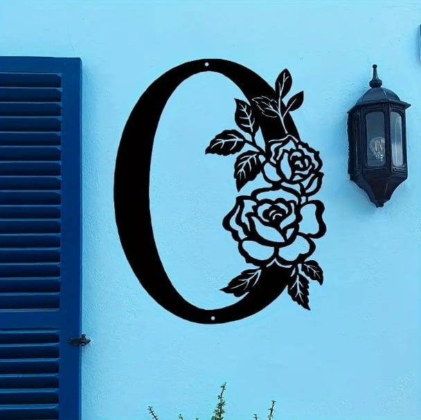 Placă metalică decorativă pentru numărul casei, în formă de floare, pentru exterior, 1 buc