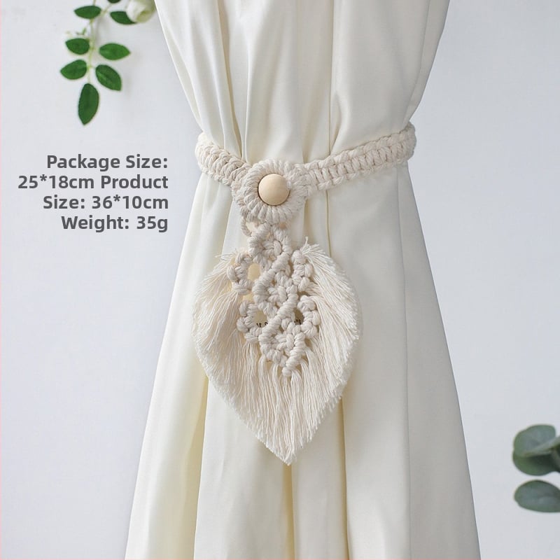 Завесно въже с ресни, бохемски стил, ръчно тъкана памучна нишка, марка ArtiLady