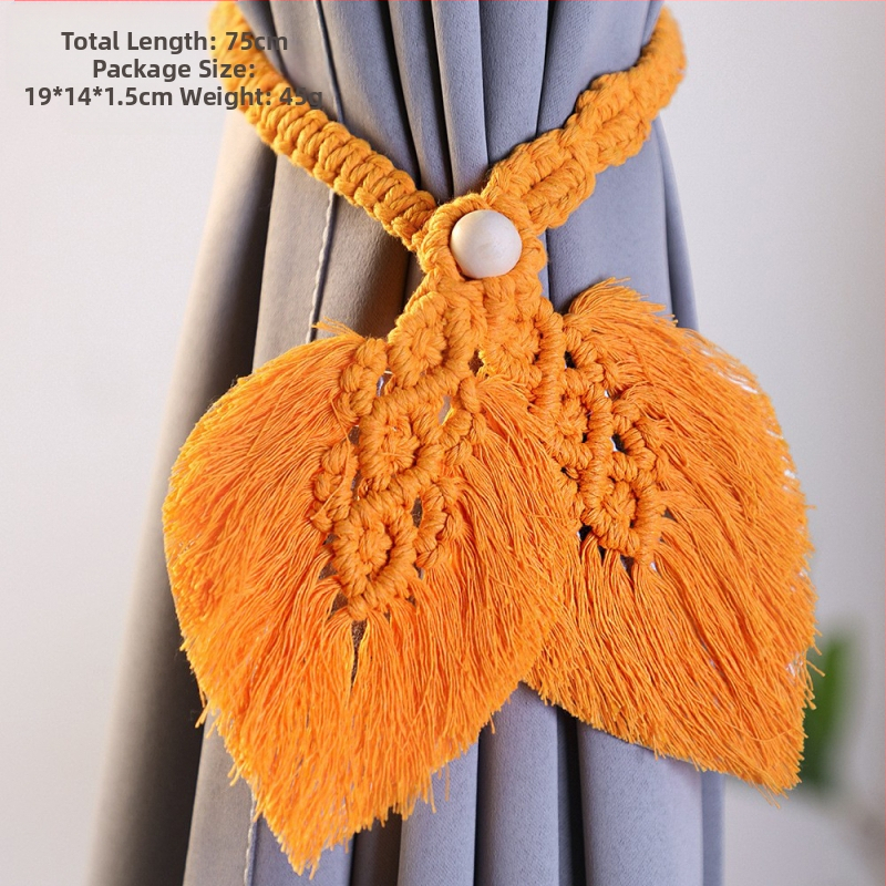 Κουρτινό κορδόνι φούντας, μποέμ στυλ, χειροποίητο βαμβακερό νήμα, ArtiLady