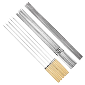 Καλαμάκια μπάρμπεκιου από ανοξείδωτο χάλυβα, επίπεδα, στυλ πιρουνιού