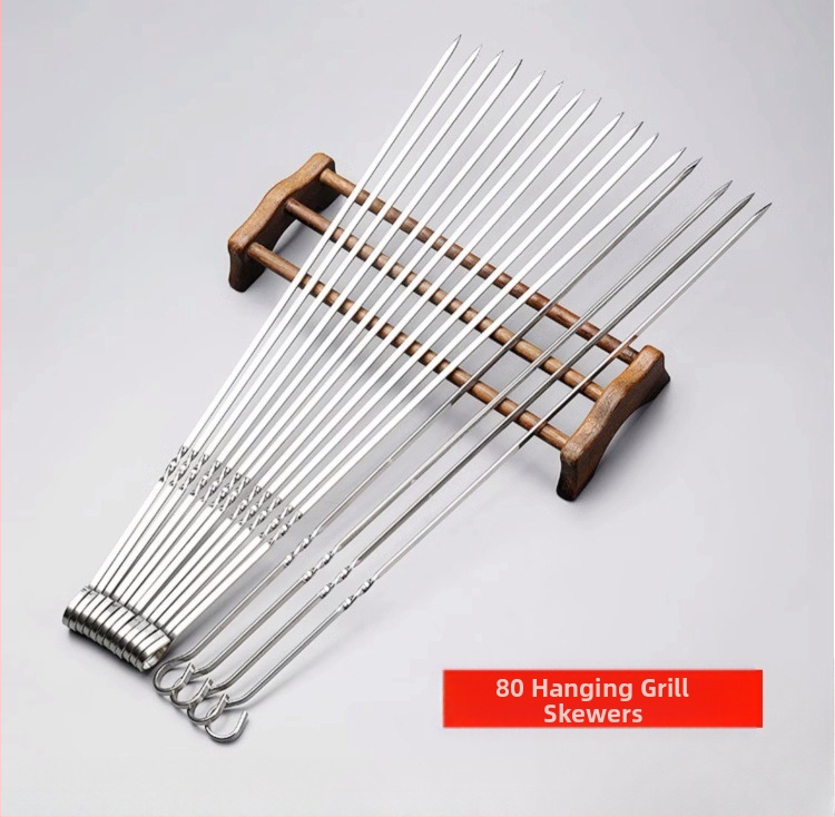 Καλαμάκια μπάρμπεκιου από ανοξείδωτο χάλυβα, επίπεδα, στυλ πιρουνιού