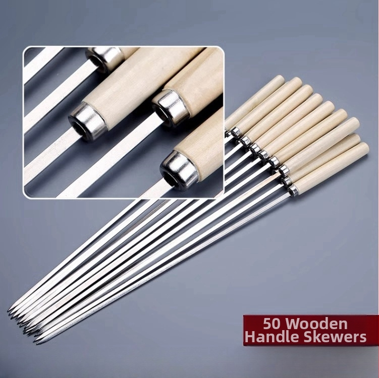 Καλαμάκια μπάρμπεκιου από ανοξείδωτο χάλυβα, επίπεδα, στυλ πιρουνιού