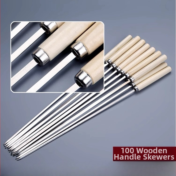 Καλαμάκια μπάρμπεκιου από ανοξείδωτο χάλυβα, επίπεδα, στυλ πιρουνιού