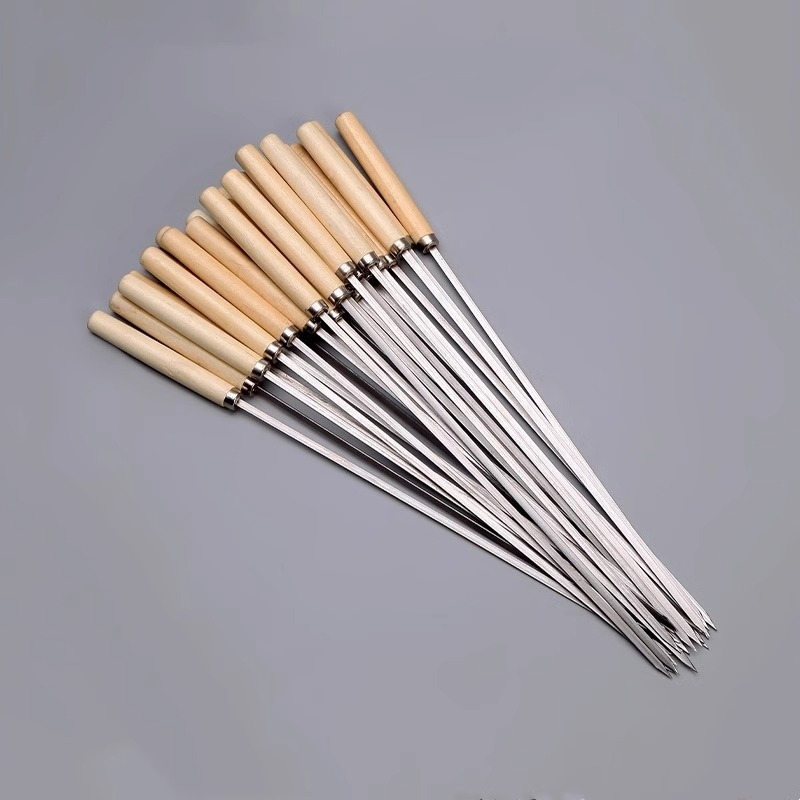 Καλαμάκια μπάρμπεκιου από ανοξείδωτο χάλυβα, επίπεδα, στυλ πιρουνιού