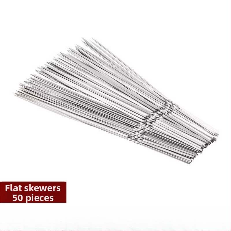 Καλαμάκια μπάρμπεκιου από ανοξείδωτο χάλυβα, επίπεδα, στυλ πιρουνιού