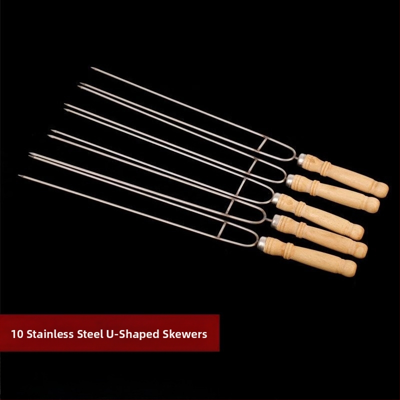 Καλαμάκια μπάρμπεκιου από ανοξείδωτο χάλυβα, επίπεδα, στυλ πιρουνιού