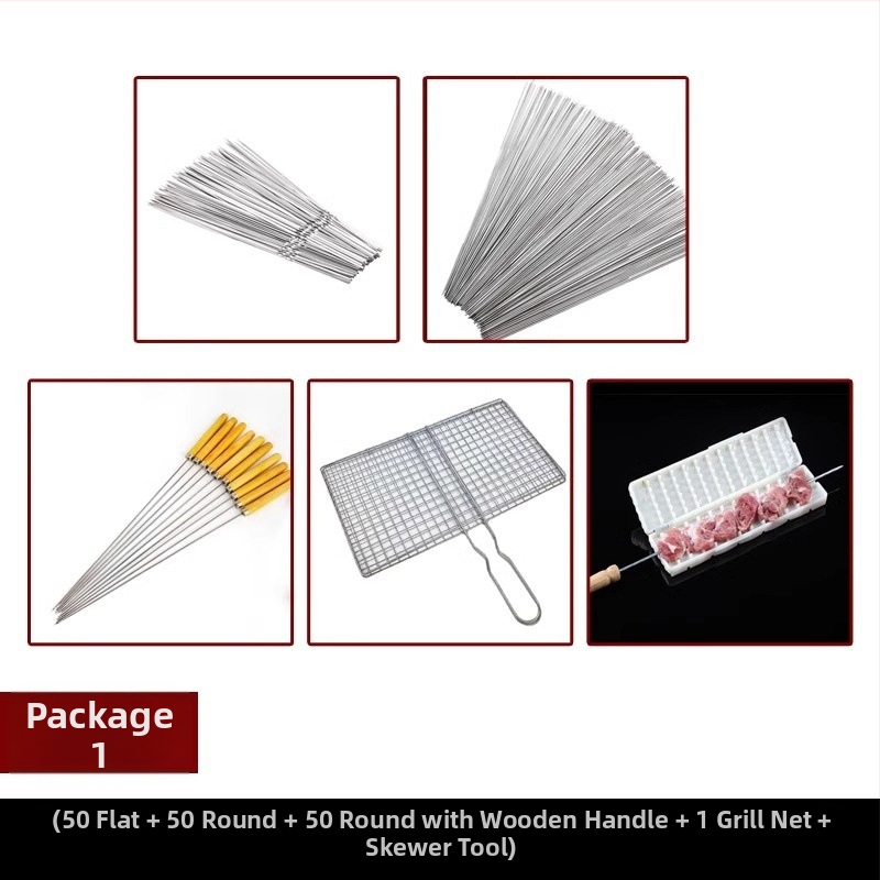 Καλαμάκια μπάρμπεκιου από ανοξείδωτο χάλυβα, επίπεδα, στυλ πιρουνιού