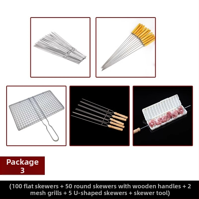 Καλαμάκια μπάρμπεκιου από ανοξείδωτο χάλυβα, επίπεδα, στυλ πιρουνιού