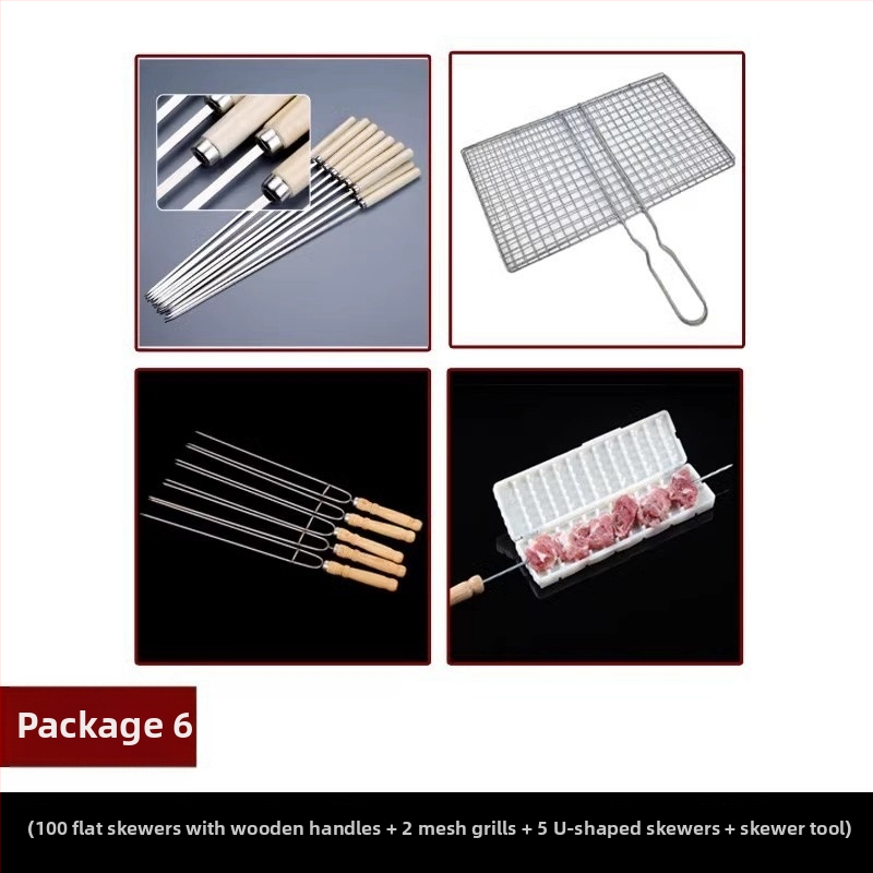 Καλαμάκια μπάρμπεκιου από ανοξείδωτο χάλυβα, επίπεδα, στυλ πιρουνιού