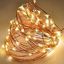 LED vara vadu gaismas virkne — 100 LED, IP44 ūdensdrošs, barošana ar bateriju kastīti, 12V ieeja