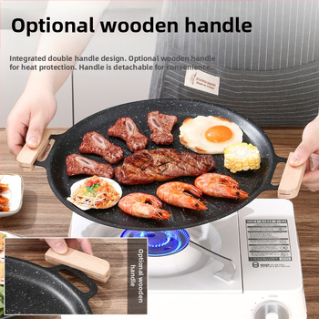 Maifan akmens grilio keptuvė, Korėjos stiliaus Teppanyaki, apvali geležis, nešiojama, nelipni