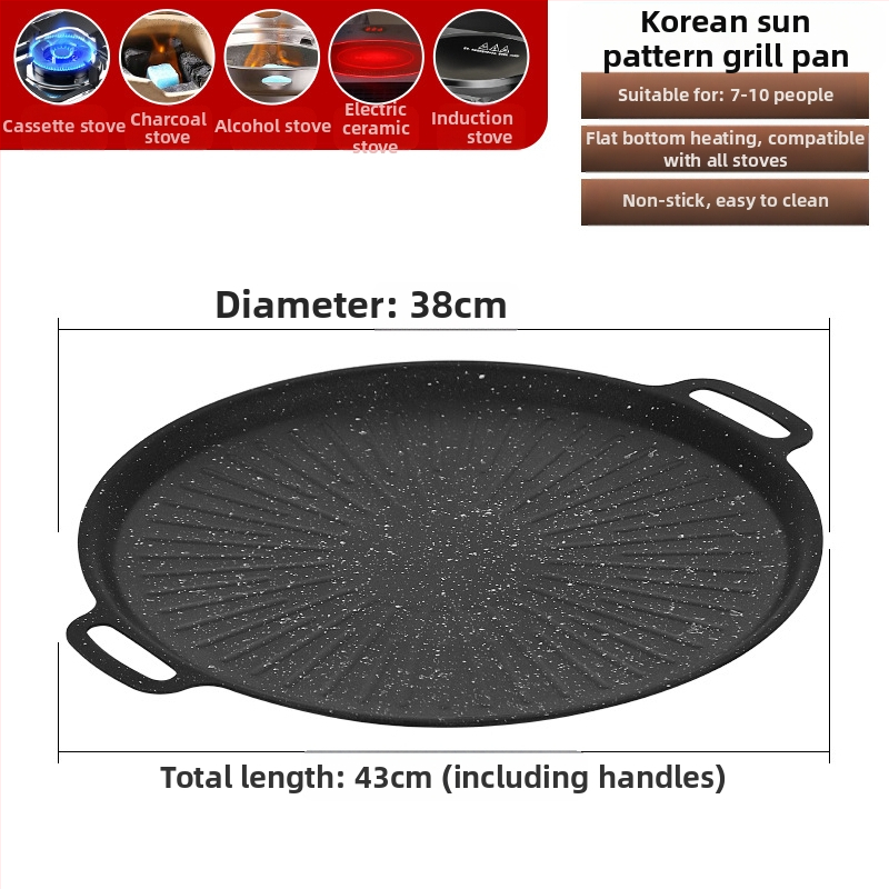 Maifan akmens grilio keptuvė, Korėjos stiliaus Teppanyaki, apvali geležis, nešiojama, nelipni