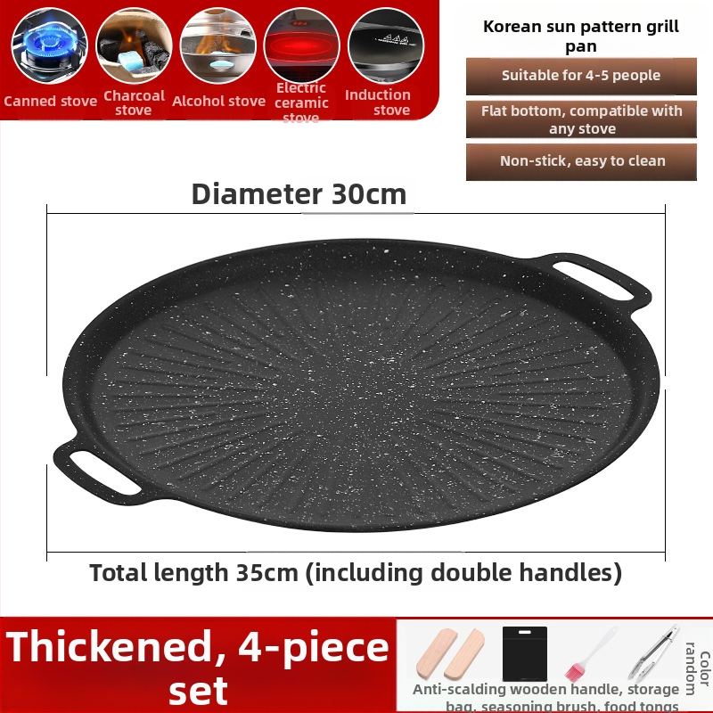 Maifan akmens grilio keptuvė, Korėjos stiliaus Teppanyaki, apvali geležis, nešiojama, nelipni