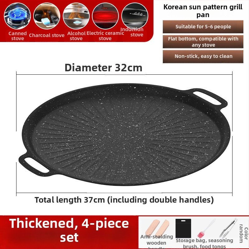 Maifan akmens grilio keptuvė, Korėjos stiliaus Teppanyaki, apvali geležis, nešiojama, nelipni