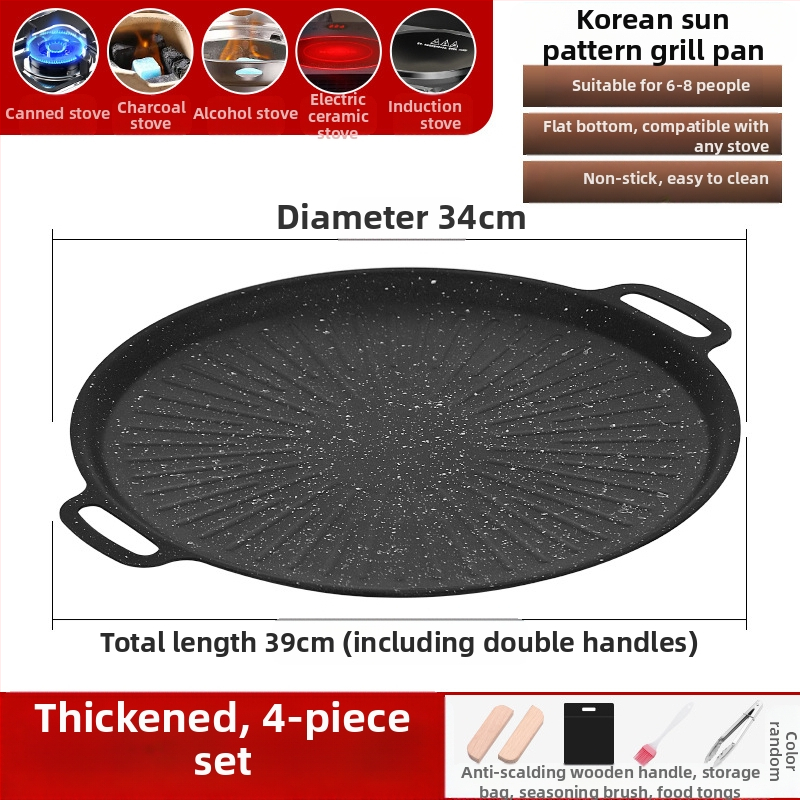 Maifan akmens grilio keptuvė, Korėjos stiliaus Teppanyaki, apvali geležis, nešiojama, nelipni