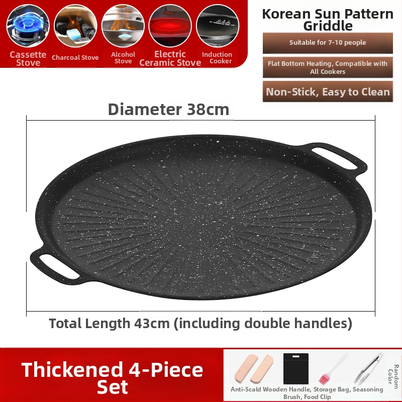 Maifan akmens grilio keptuvė, Korėjos stiliaus Teppanyaki, apvali geležis, nešiojama, nelipni