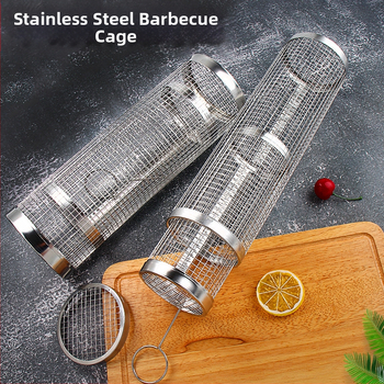 Apskrito formos 304 nerūdijančio plieno kepsninės grotelės cilindrinės formos, presuotu apdirbimu, nuimama, sveria 110–130 g