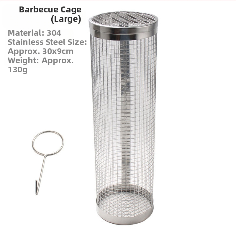 Apskrito formos 304 nerūdijančio plieno kepsninės grotelės cilindrinės formos, presuotu apdirbimu, nuimama, sveria 110–130 g