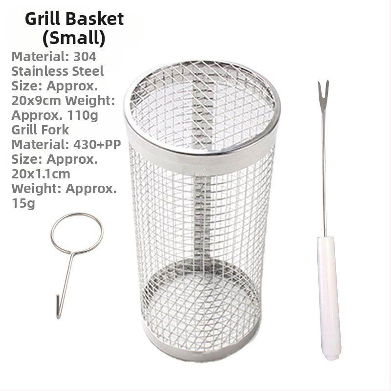 Apskrito formos 304 nerūdijančio plieno kepsninės grotelės cilindrinės formos, presuotu apdirbimu, nuimama, sveria 110–130 g