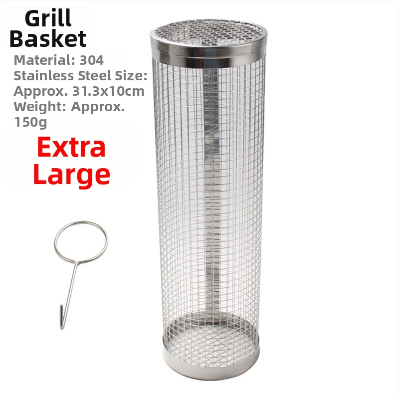 Apskrito formos 304 nerūdijančio plieno kepsninės grotelės cilindrinės formos, presuotu apdirbimu, nuimama, sveria 110–130 g