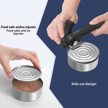 Χειροκίνητος ασφαλής ανοίκτης κονσερβών με πλευρικό μαχαίρι, μονή λαβή, πολυλειτουργικός.