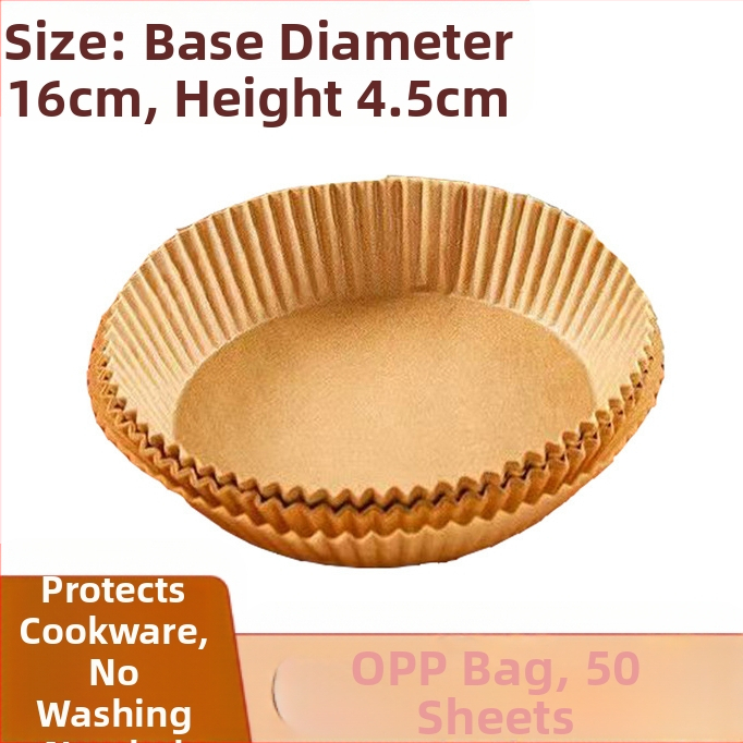 Apvalus kepimo popierius oro fritezei su riebalų atsparia danga, vienkartinis, iš medienos pulpo, 35 gsm