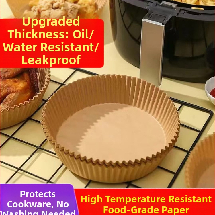 Еднократна кръгла хартия за печене за въздушен фритюрник с маслоустойчиво покритие, дървесна маса, GSM 35