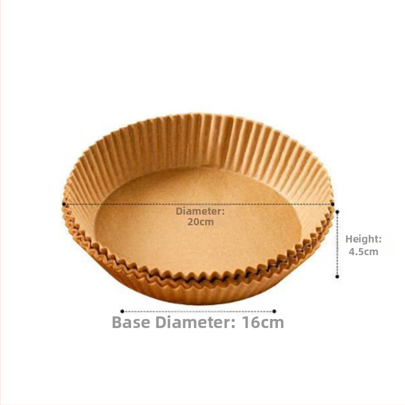 Еднократна кръгла хартия за печене за въздушен фритюрник с маслоустойчиво покритие, дървесна маса, GSM 35