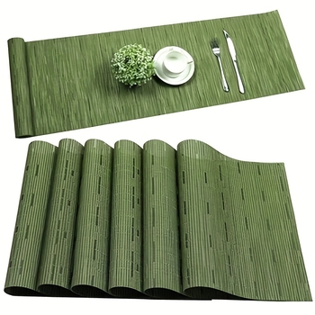 PVC stalo takelis, 70% PVC ir 30% poliesteris, vientisos spalvos, neslidus ir atsparus karščiui, šiuolaikinio minimalistinio stiliaus.