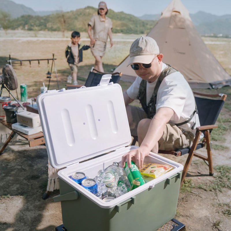 Nešiojamas ledo blokų šaldytuvas lauko stovyklavimui ir naudojimui automobilyje – kompaktiškas ledinio kibiro šaldytuvas