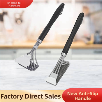 Барбекю четка Jin Hengtai, с 3 сменяеми пружини, четина от 201 неръждаема стомана, PP дръжка