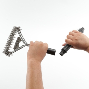 Βούρτσα μπάρμπεκιου Jin Hengtai, με 3 αντικαταστάσιμες ελατήρες, τρίχες από ανοξείδωτο χάλυβα 201, λαβή PP