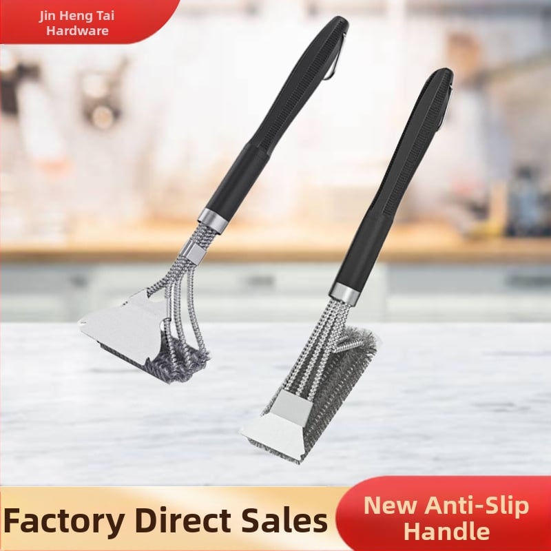 Jin Hengtai grilia šepetėlis, su 3 keičiamomis spyruoklėmis, 201 nerūdijančio plieno šereliai, PP rankena