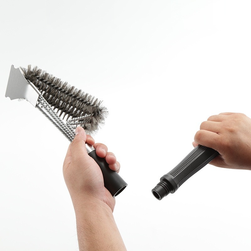 Барбекю четка Jin Hengtai, с 3 сменяеми пружини, четина от 201 неръждаема стомана, PP дръжка