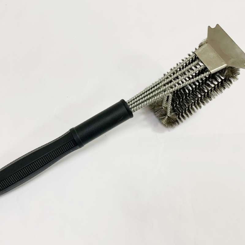 Барбекю четка Jin Hengtai, с 3 сменяеми пружини, четина от 201 неръждаема стомана, PP дръжка