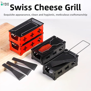 Nešiojamas sūrio kepimo grilis su mini neprilipomomis kepimo formomis ir žvakių laikikliu, tinkamas kempingui