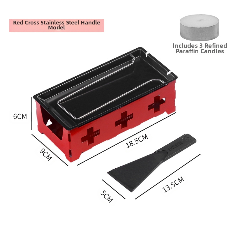 Nešiojamas sūrio kepimo grilis su mini neprilipomomis kepimo formomis ir žvakių laikikliu, tinkamas kempingui