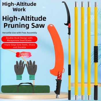 Daudzfunkcionāls izolēts rokas zāģis ar paplašināmo kātu un epoksīda sveķu stieni koku un dārza apgriešanai