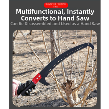 Daudzfunkcionāls izolēts rokas zāģis ar paplašināmo kātu un epoksīda sveķu stieni koku un dārza apgriešanai