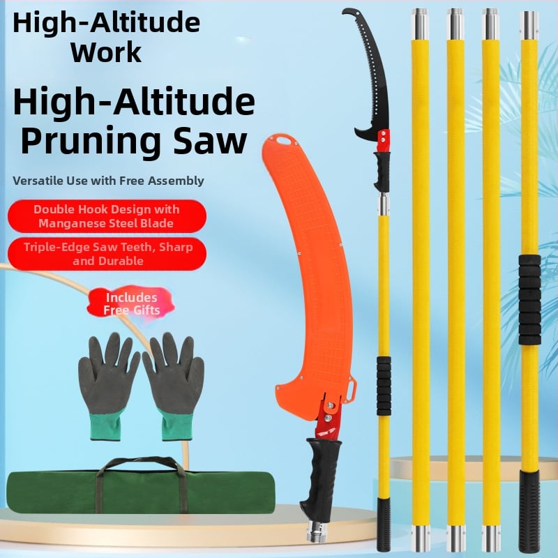 Daudzfunkcionāls izolēts rokas zāģis ar paplašināmo kātu un epoksīda sveķu stieni koku un dārza apgriešanai
