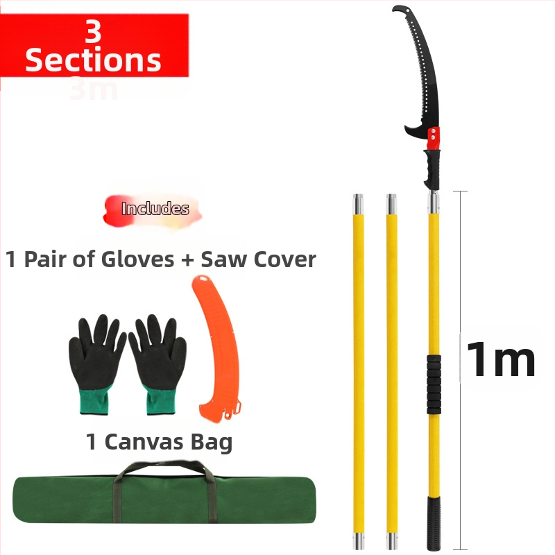 Daudzfunkcionāls izolēts rokas zāģis ar paplašināmo kātu un epoksīda sveķu stieni koku un dārza apgriešanai